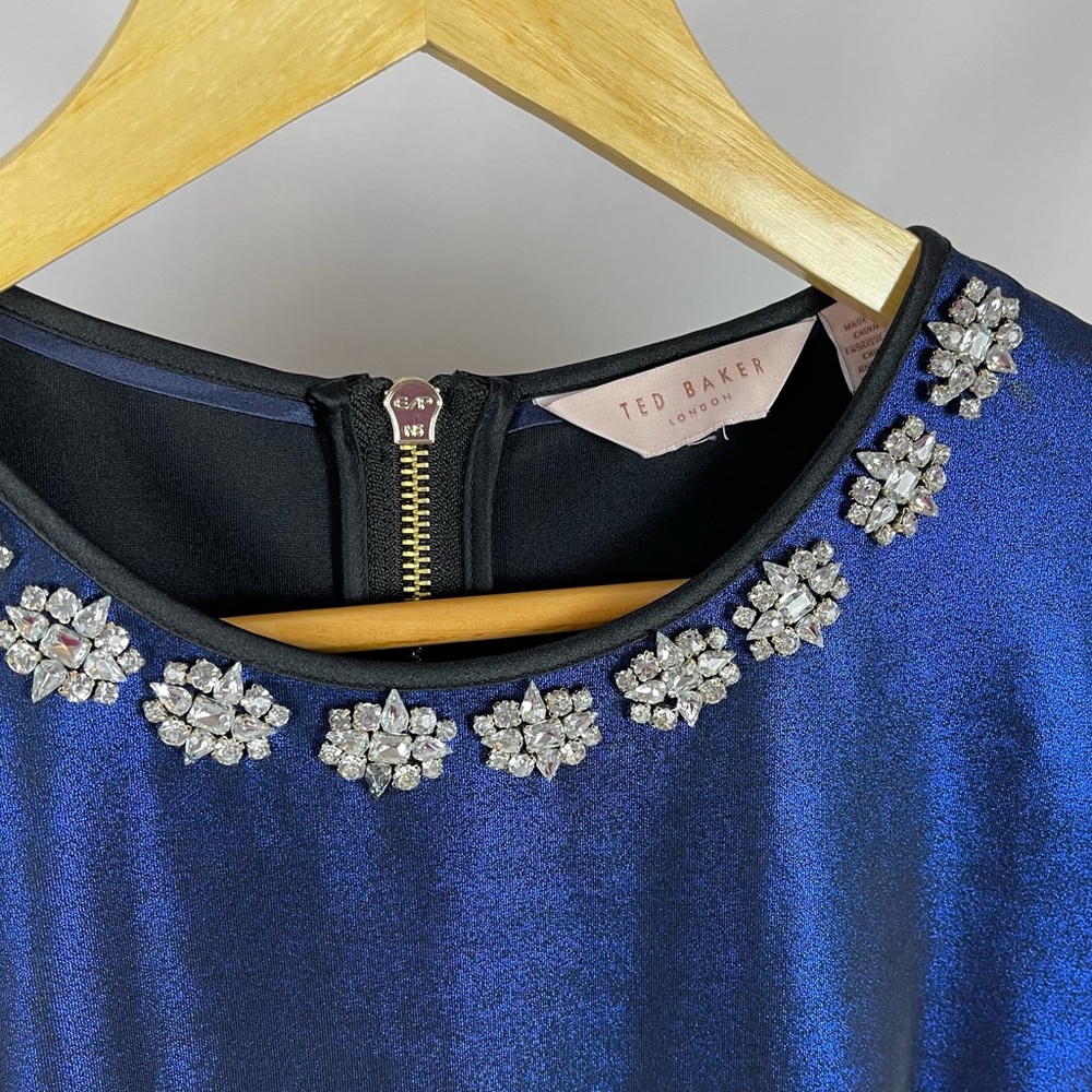 Ted Baker Metallic Blue Dress | Size Estimated